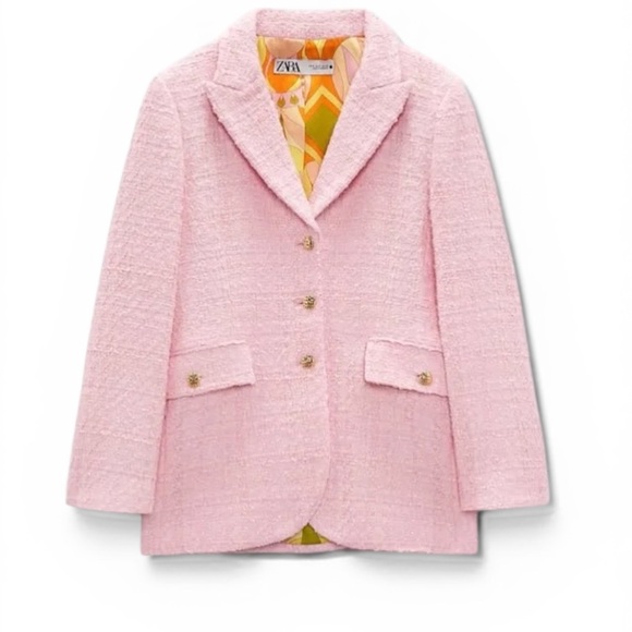 Zara Jackets & Blazers - Zara Pink Textured Tailored Blazer